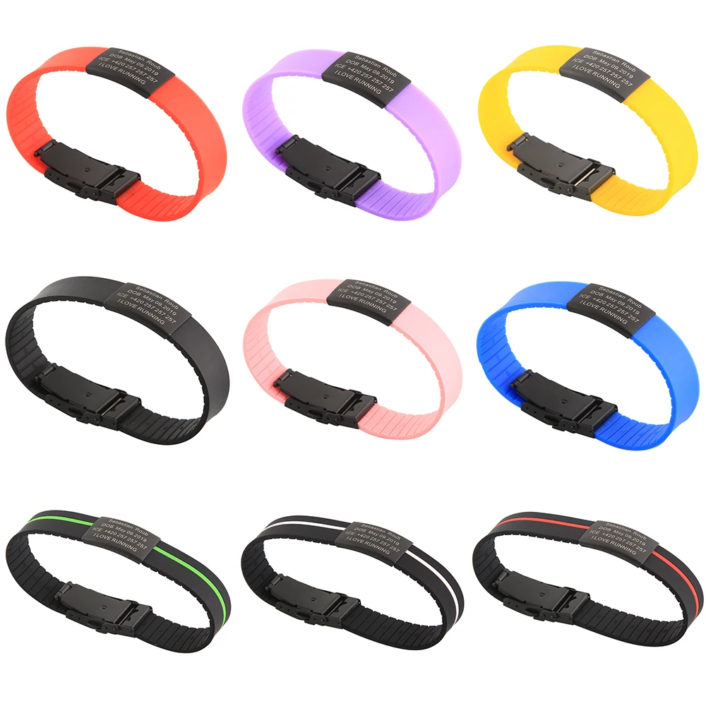 Child Kids SOS ID Safety Wristband Personalized Custom Black Bracelet Baby Kid Engraved Silicone Armband wrist Band Children Boy
Child Kids SOS ID Safety Wristband Personalized Custom Black Bracelet Baby Kid Engraved Silicone Armband wrist Band Children Boy