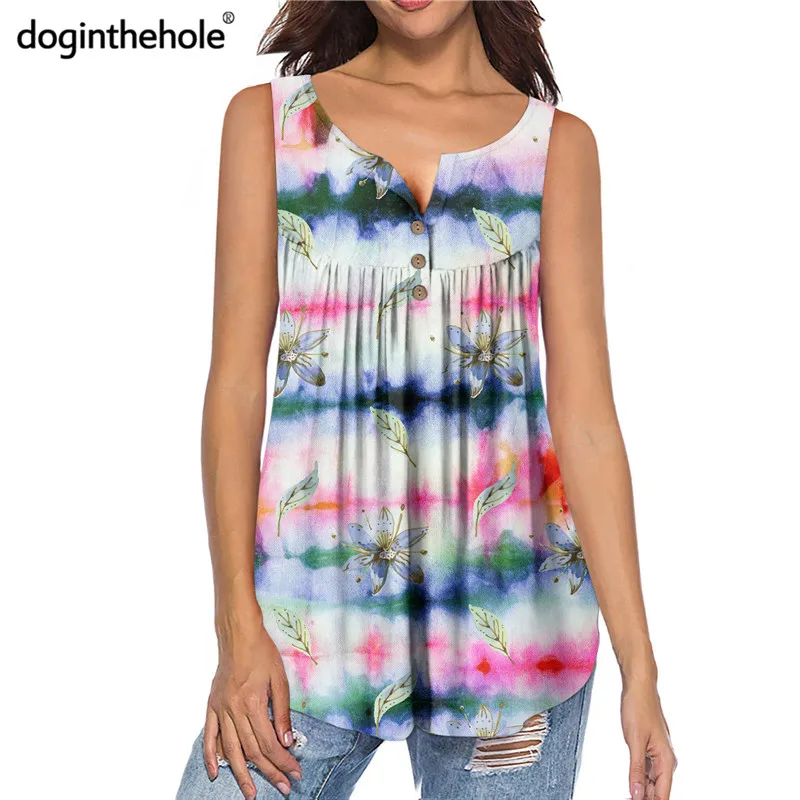 Doginthehole Women Fashion Swing Tunic Tank Tops Tie Dye With Floral Print Lady Casual Loose Blouse Sleeveless Henley Shirts
Doginthehole Women Fashion Swing Tunic Tank Tops Tie Dye With Floral Print Lady Casual Loose Blouse Sleeveless Henley Shirts