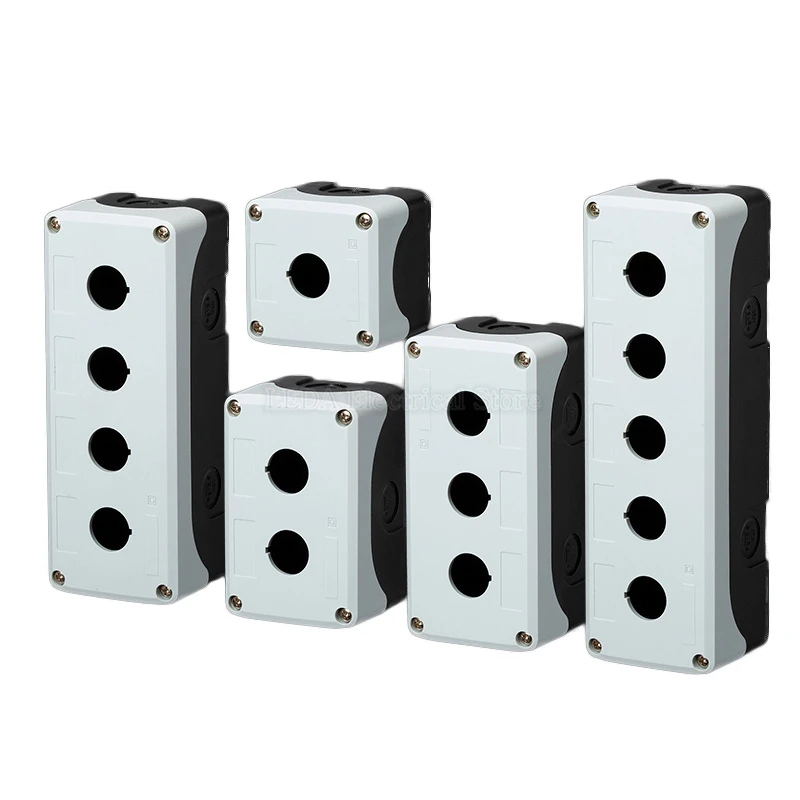 1Pc Waterproof button box switch control box 1/2/3/4/5hole industrial indicator light electrical plastic emergency stop box 22mm
1Pc Waterproof button box switch control box 1/2/3/4/5hole industrial indicator light electrical plastic emergency stop box 22mm