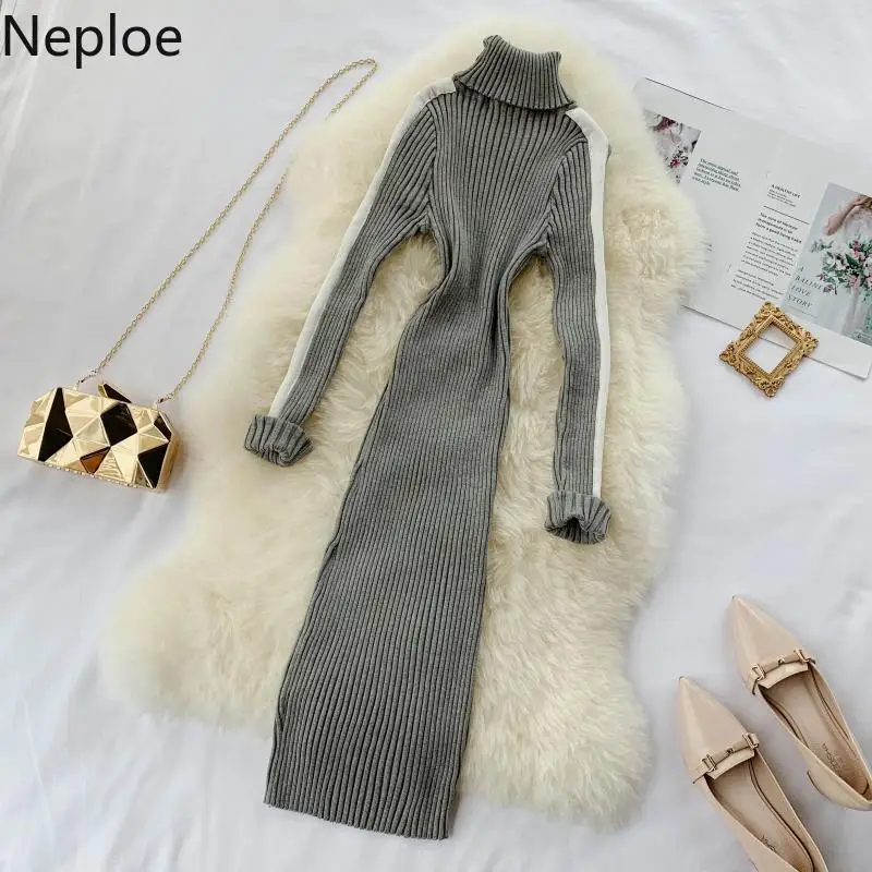 Neploe Fall Small Fragrance Long Knit Sweater Vestido Turtleneck Bottom BodyconDress Patchwork Empire Jersey Mujer Inverno 45933
Neploe Fall Small Fragrance Long Knit Sweater Vestido Turtleneck Bottom BodyconDress Patchwork Empire Jersey Mujer Inverno 45933