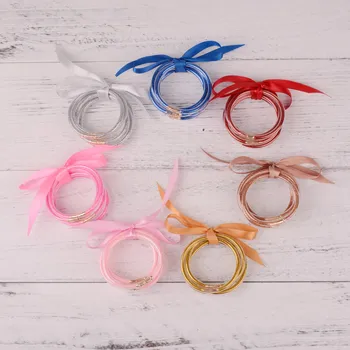 Rainbery 5 PCS/Set Kids Size Bowknot Gold Glitter Bangles Set 2020 All Weather Stack Silicone Plastic Glitter Bangles
Rainbery 5 PCS/Set Kids Size Bowknot Gold Glitter Bangles Set 2020 All Weather Stack Silicone Plastic Glitter Bangles