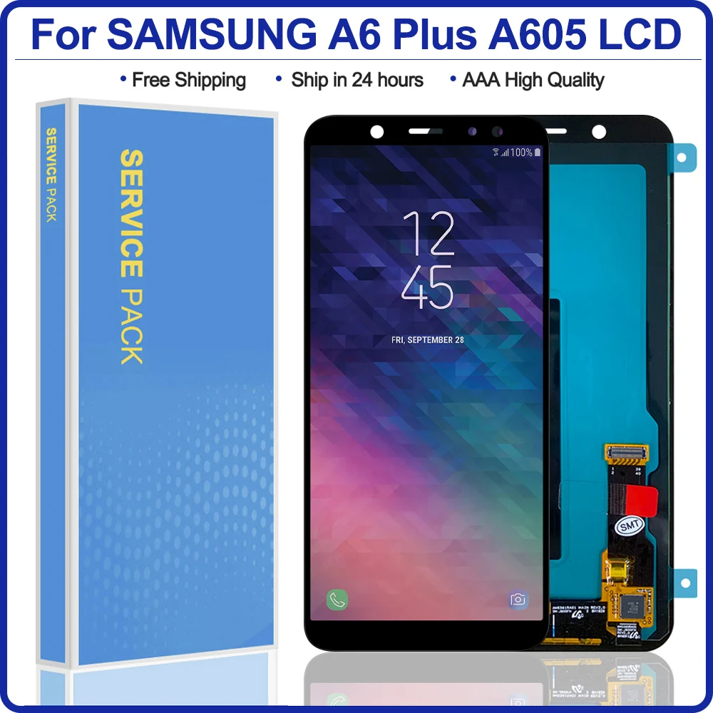 ЖК дисплей для Samsung Galaxy A6 Plus 2018 A605 A605F A605FN с сенсорным экраном и дигитайзером в