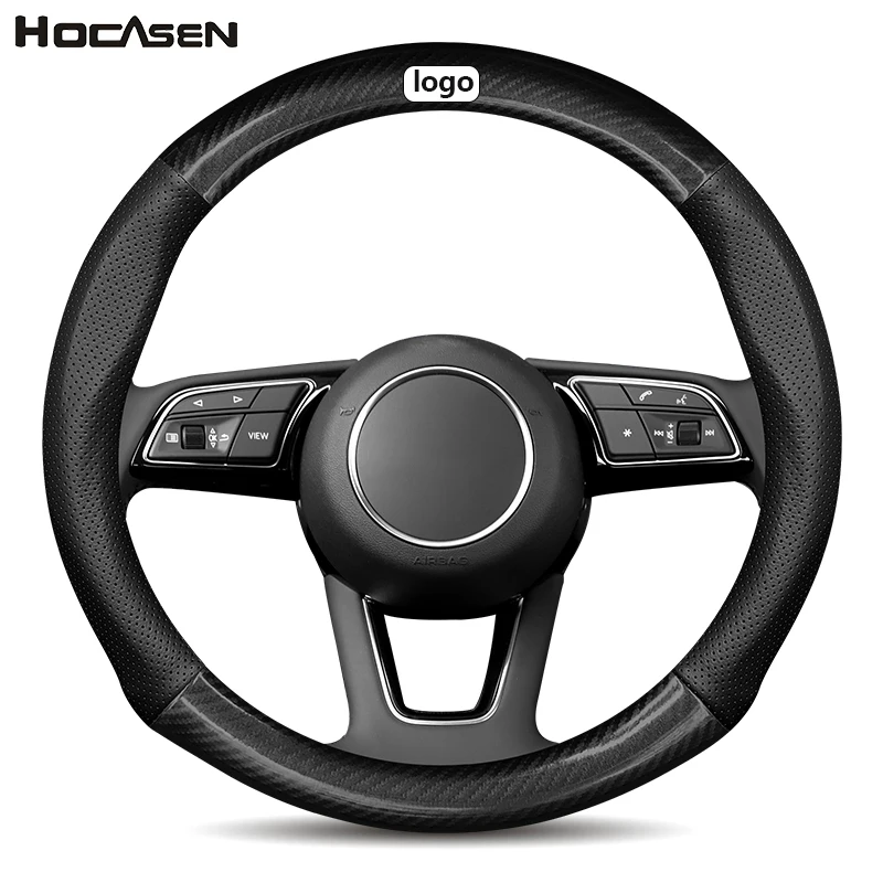 ManH FenT For Audi a1 a3 a5 a6 tt s3 q5 q7 Carbon Fiber Cow Leather Car Steering Wheel Cover | Автомобили и мотоциклы