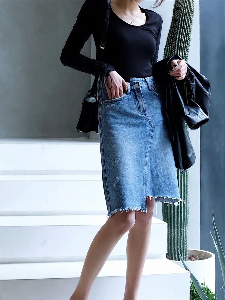 Spring 2019 New Style Skirt WOMEN'S Skirt Irregular Denim Skirt Mid-length High-waisted Casual Versatile A- line Skirt
Spring 2019 New Style Skirt WOMEN'S Skirt Irregular Denim Skirt Mid-length High-waisted Casual Versatile A- line Skirt