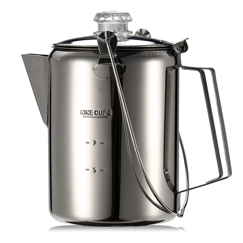 Hot New Outdoor Tableware 9 Cup Coffee Pot Stainless Steel Percolator Coffee Pot Coffee Maker Teapot for Camping Home Kitchen Co
Hot New Outdoor Tableware 9 Cup Coffee Pot Stainless Steel Percolator Coffee Pot Coffee Maker Teapot for Camping Home Kitchen Co