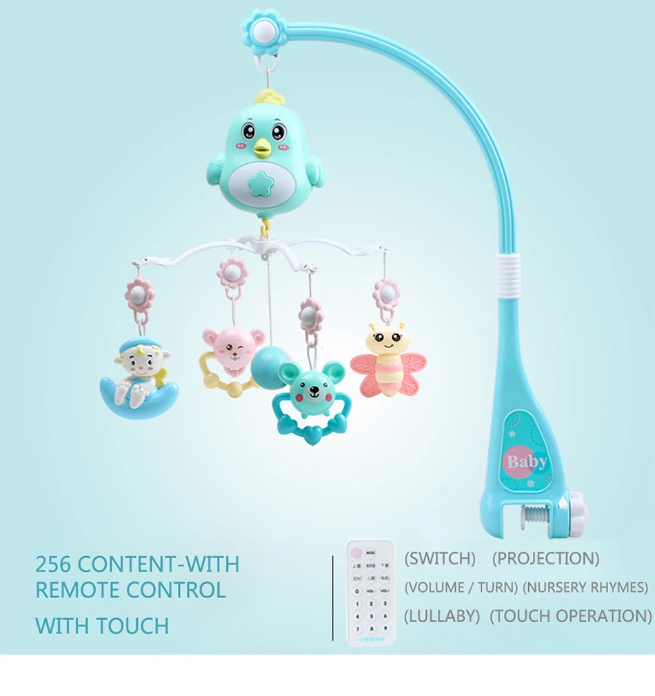 Baby Rattles Crib Mobiles Baby Toys Holder Rotating Mobile Bed Bell Musical Box Projection 0-12 Months Newborn Infant Boy Toys
