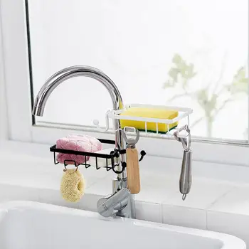 Kitchen Sink Organizer Dish Cloth Sponges Holder with 2Hooks Sink Caddy Liquid Drainer Faucet Rack Iron Storage Rack Shelf
Kitchen Sink Organizer Dish Cloth Sponges Holder with 2Hooks Sink Caddy Liquid Drainer Faucet Rack Iron Storage Rack Shelf
