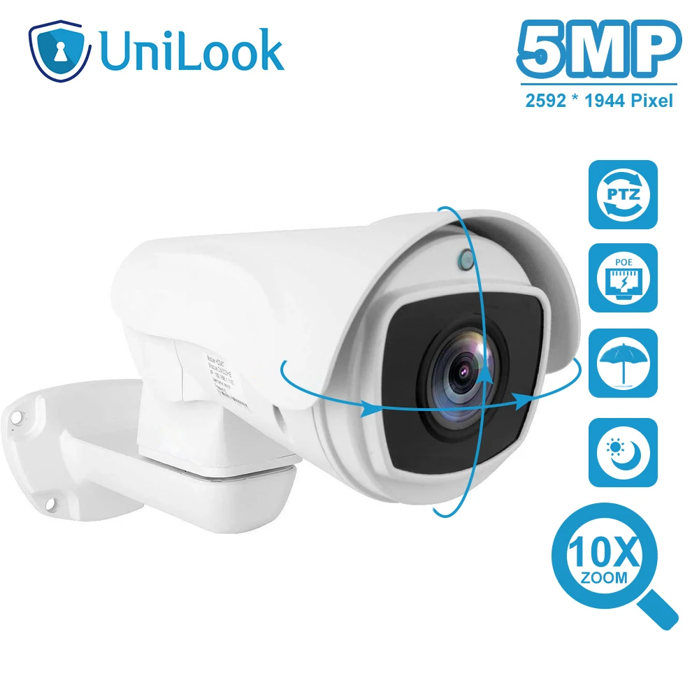 UniLook Outdoor 2MP/5MP Bullet POE PTZ IP Camera 4x/10x Optical Zoom HD Security PTZ Camera Onvif Weatherproof IR 80m H.265
UniLook Outdoor 2MP/5MP Bullet POE PTZ IP Camera 4x/10x Optical Zoom HD Security PTZ Camera Onvif Weatherproof IR 80m H.265