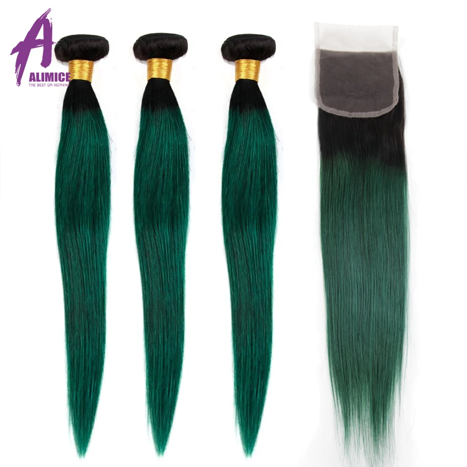 Alimice Ombre Bundles With Closure 3Bundles With Closure 4Pcs T1B/Green Colored Dark Roots Brazilian Straight Human Hair Bundles
Alimice Ombre Bundles With Closure 3Bundles With Closure 4Pcs T1B/Green Colored Dark Roots Brazilian Straight Human Hair Bundles