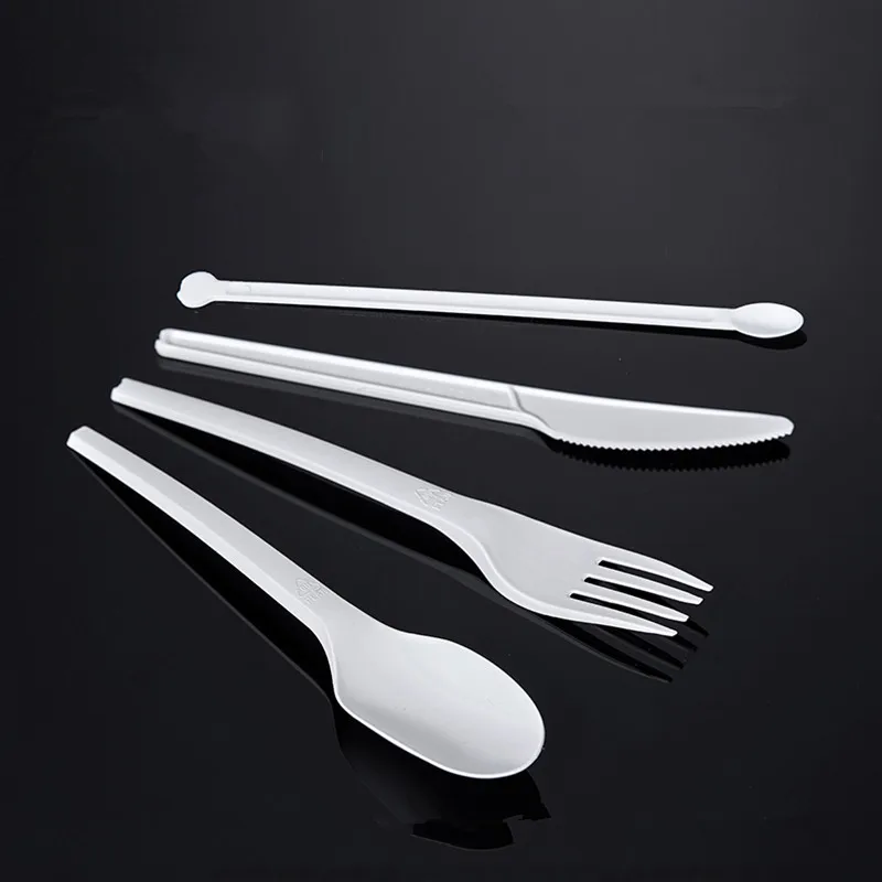 100pcs High quality environmental protection degradable PLA tableware black/white disposable meal fork and spoon and knife
100pcs High quality environmental protection degradable PLA tableware black/white disposable meal fork and spoon and knife
