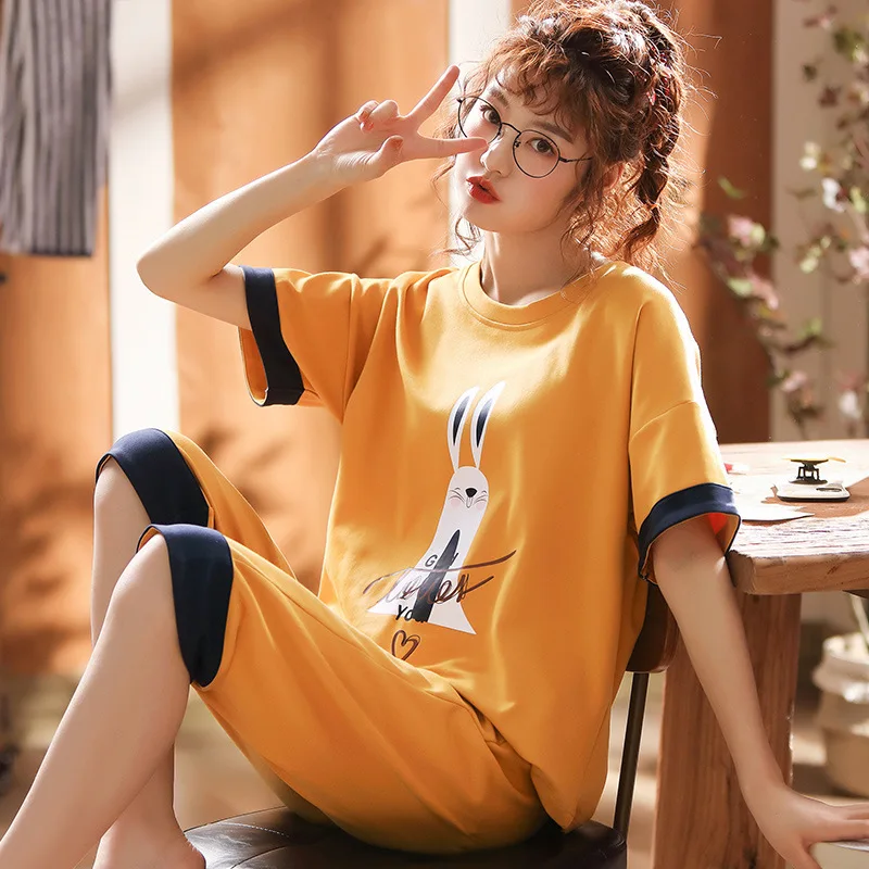 Large Size Pajamas Female Summer Pure Cotton Short Sleeve Capri Pants Middle-aged Mom Plus-sized Summer Set 200 of Fat Mm
Large Size Pajamas Female Summer Pure Cotton Short Sleeve Capri Pants Middle-aged Mom Plus-sized Summer Set 200 of Fat Mm