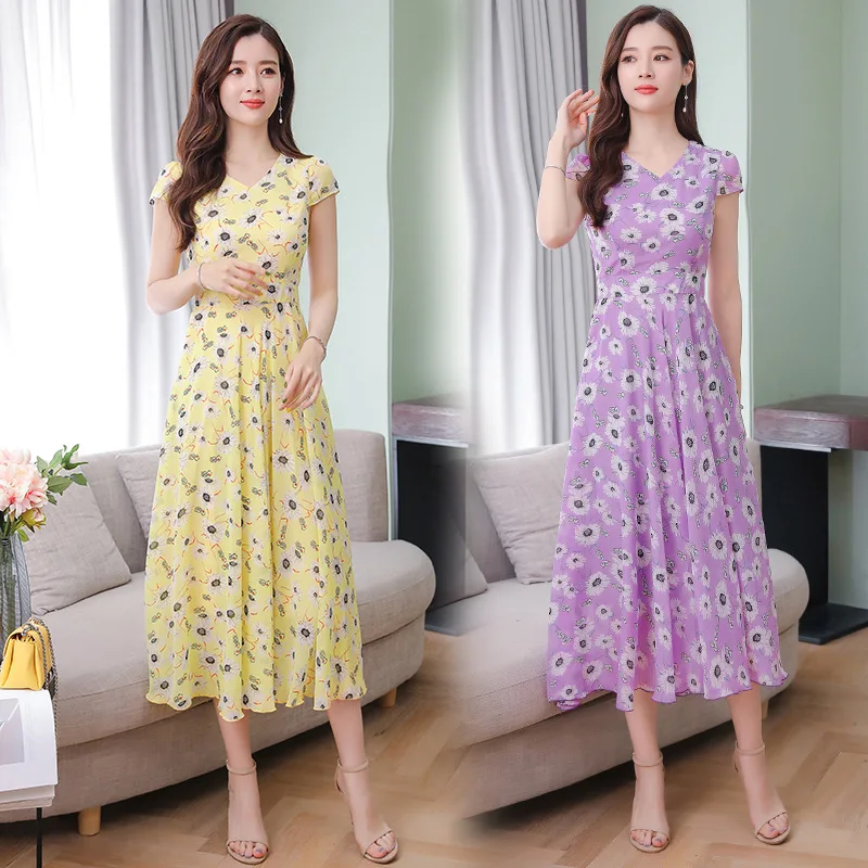 2019 Summer New Style Korean-style WOMEN'S Wear Elegant Short Sleeve Floral-Print Immortal Chiffon Long Dress
2019 Summer New Style Korean-style WOMEN'S Wear Elegant Short Sleeve Floral-Print Immortal Chiffon Long Dress