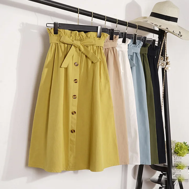 2019 Womens Skirts Mid-Calf Elegant Button High Waist Skirt Female A-Line Skirt Plus Size Femininas Faldas Mujer
2019 Womens Skirts Mid-Calf Elegant Button High Waist Skirt Female A-Line Skirt Plus Size Femininas Faldas Mujer