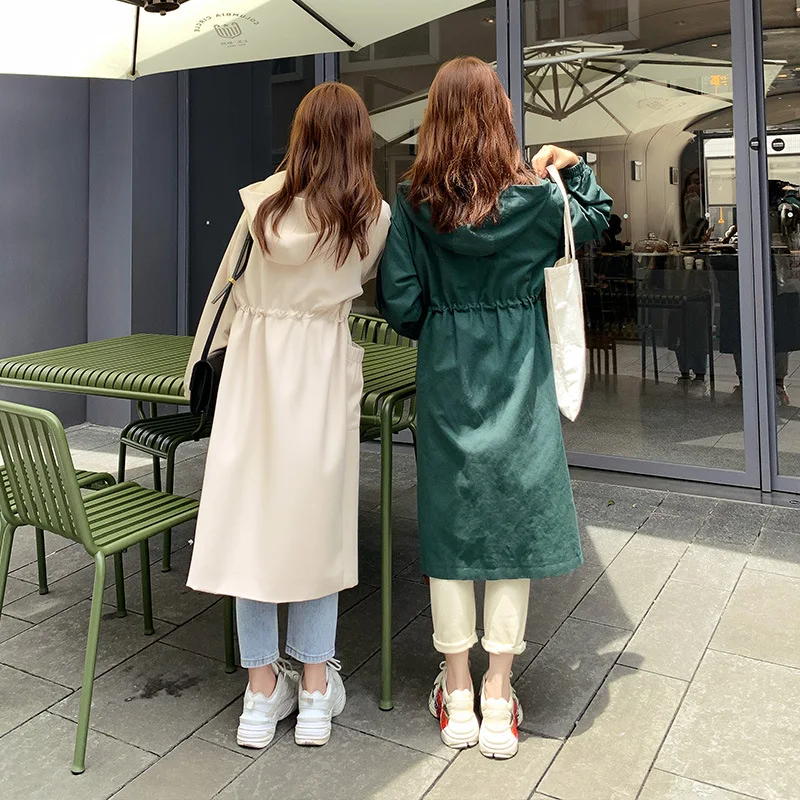 Trench Coat Women's Mid-length 2019 Spring And Autumn New Style Hooded Popular Early Autumn Thin Students Green waitmore Coat
Trench Coat Women's Mid-length 2019 Spring And Autumn New Style Hooded Popular Early Autumn Thin Students Green waitmore Coat