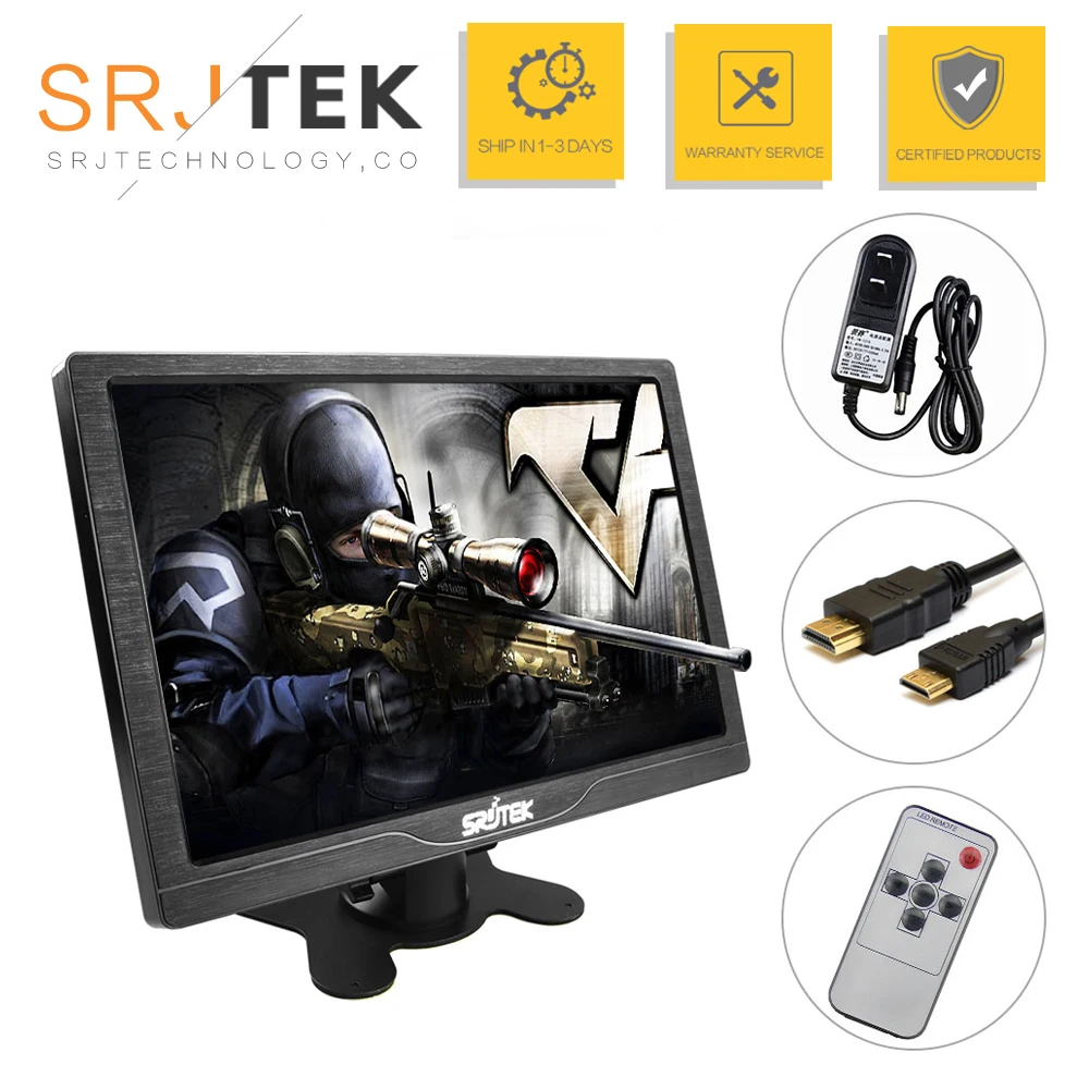 

SRJTEK 10.1" HD LCD1280*800 Car Computer TV Display Touch Screen HDMI LCD Monitors Driver Board HDMI VGA Video Audio