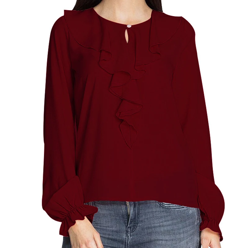 Blouse Women 2019 Elegant Large size Long Sleeve Fall Ruffles Vintage Chiffon Shirts Solid Color Plus Size Women Clohting
Blouse Women 2019 Elegant Large size Long Sleeve Fall Ruffles Vintage Chiffon Shirts Solid Color Plus Size Women Clohting