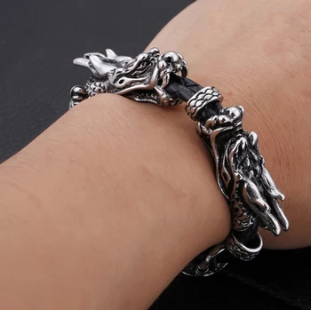 New men fashion bracelet charm double dragon winding double leather round rope jewelry accessories men's bracelet magnet buckle
New men fashion bracelet charm double dragon winding double leather round rope jewelry accessories men's bracelet magnet buckle