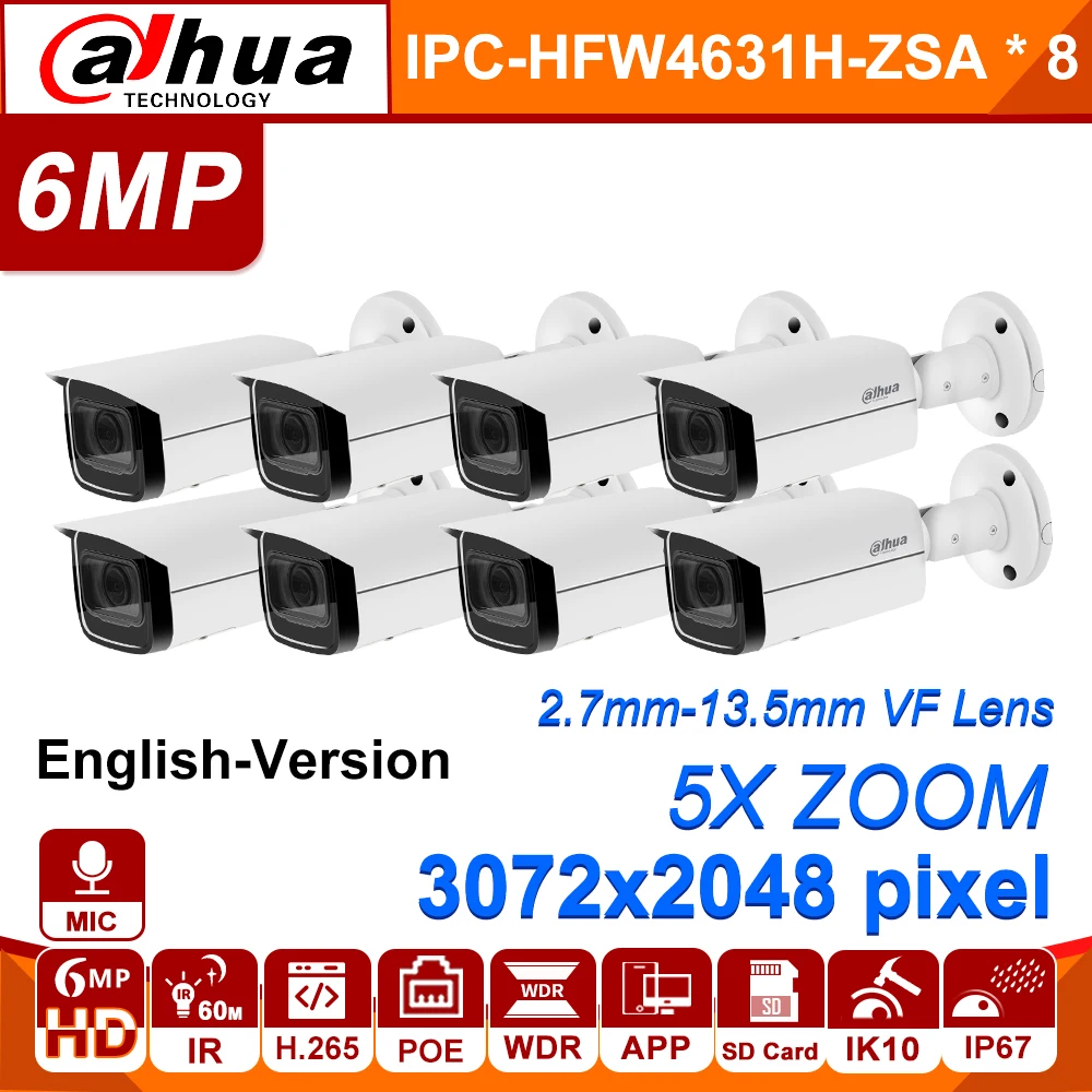Wholesale Dahua IPC-HFW4631H-ZSA 8Pcs/lot 6MP CCTV Bullet Camera 2.7-13.5mm VF Lens POE Built-in MIC Support Micro SD Card Slot
Wholesale Dahua IPC-HFW4631H-ZSA 8Pcs/lot 6MP CCTV Bullet Camera 2.7-13.5mm VF Lens POE Built-in MIC Support Micro SD Card Slot