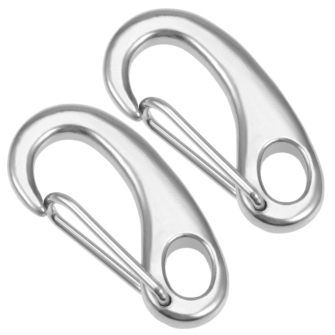 uxcell Carabiner Snap Hook 304 Stainless Steel Spring Gate Clip Marine Grade Lobster Claw Silver Tone 2Pcs 50mm | Обустройство дома