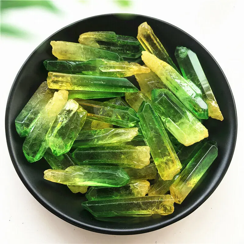 50g Beautiful Color Green Yellow Titanium Aura Quartz Crystal Tumbled Stones Decoration Electroplated Crystal Cluster Seed
50g Beautiful Color Green Yellow Titanium Aura Quartz Crystal Tumbled Stones Decoration Electroplated Crystal Cluster Seed