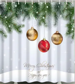 Xmas Baubles Hanging From Christmas Tree Bathroom Shower Curtain Polyester 
Xmas Baubles Hanging From Christmas Tree Bathroom Shower Curtain Polyester