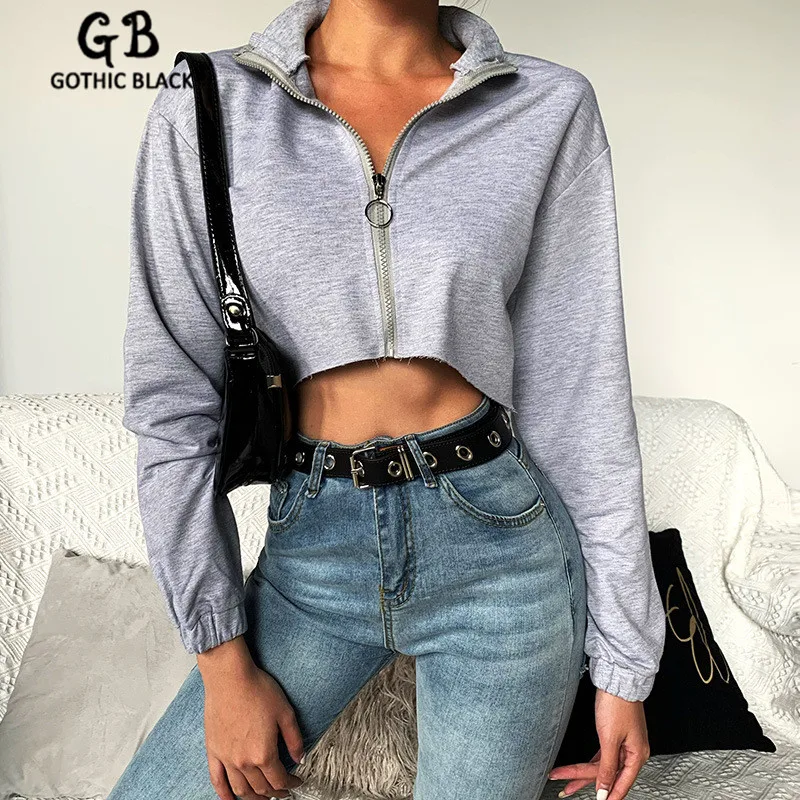 Gothblack Women O-Neck Splice Long Sleeve Zipper Loose Short T-shirt Fmeale Solid Color Streetwear Crop Tops 2020 Spring New
Gothblack Women O-Neck Splice Long Sleeve Zipper Loose Short T-shirt Fmeale Solid Color Streetwear Crop Tops 2020 Spring New