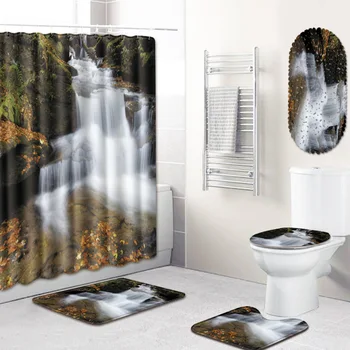 Landscape Image Bathroom Shower Curtain Mat Non-Slip Absorbent Carpet Mats Five-Piece Set
Landscape Image Bathroom Shower Curtain Mat Non-Slip Absorbent Carpet Mats Five-Piece Set