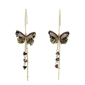 Korean fashion crystal butterfly earrings tassel dangle statement Simple stylish jewelry for women new earrings 2020 
Korean fashion crystal butterfly earrings tassel dangle statement Simple stylish jewelry for women new earrings 2020