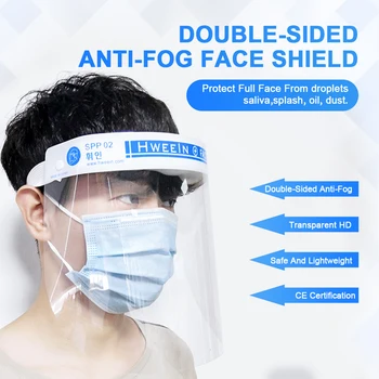 Adjustable Clear Double-sided Anti-fog Mask Face Shiled Transparent Protective Mask Cook Work Safety Hat Face Shield For Korea
Adjustable Clear Double-sided Anti-fog Mask Face Shiled Transparent Protective Mask Cook Work Safety Hat Face Shield For Korea