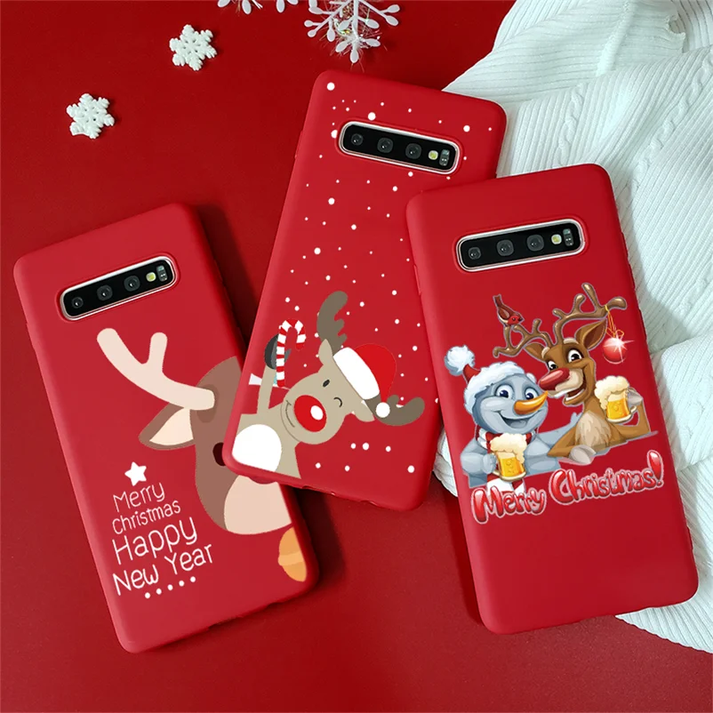 Матовый чехол из ТПУ с рождественским оленем для Samsung Galaxy S6 J4 J6 J8 A6 Plus A7 A8 A9 2018 J2 J3 J5