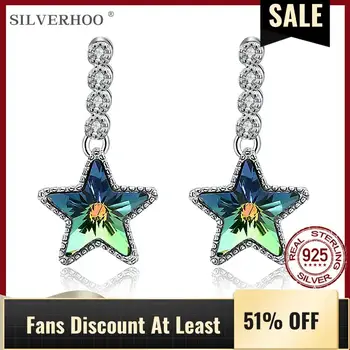 SILVERHOO 925 Sterling Silver Star Drop Earring Colorful Austria Crystal Cute Earrings For Women Fine Jewelry Classic Party Gift
SILVERHOO 925 Sterling Silver Star Drop Earring Colorful Austria Crystal Cute Earrings For Women Fine Jewelry Classic Party Gift