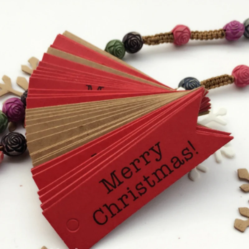 100pcs merry christmas hang tag diy kraft paper tag christmas