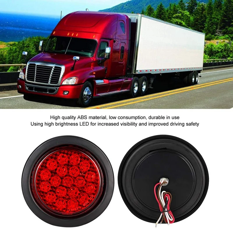 TWO 13.6" Red Stop Turn Tail Brake Light Bar 13 LED Trailer Truck Heavy Duty