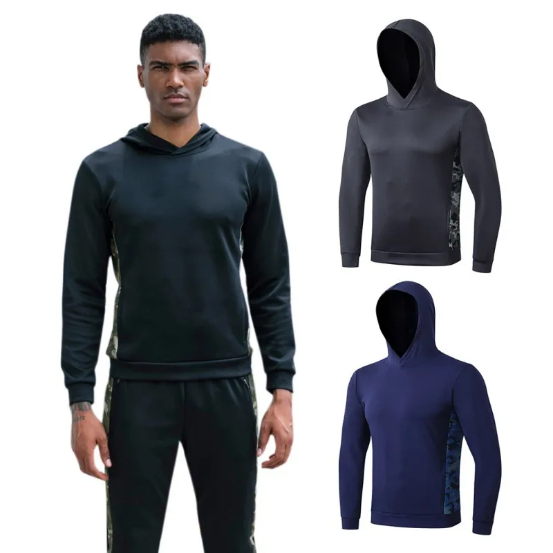 Camouflage Print Hooded Sweater Men Autumn Spring Loose Long Sleeve Casual Simple Sports Tops