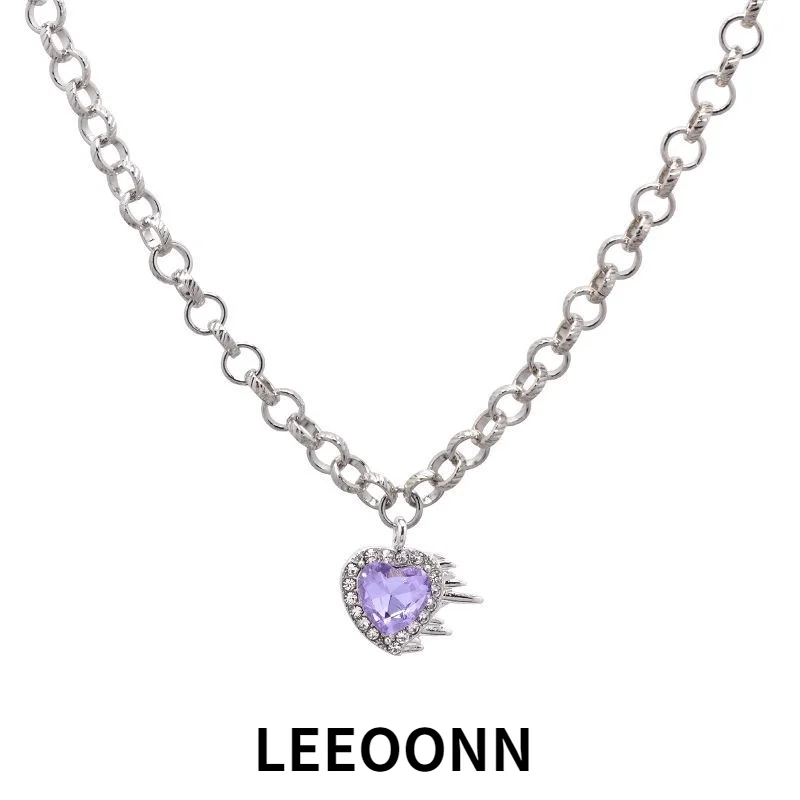 Love Rhinestone Necklaces for Women Light Luxury Niche Design Sense Cold Wind Necklace Trend High-quality Personality Thick Chai | Украшения