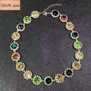 QSJIE High quality SWA new. Retro Baroque color contrast crystal necklace Glamorous fashion jewelry
QSJIE High quality SWA new. Retro Baroque color contrast crystal necklace Glamorous fashion jewelry