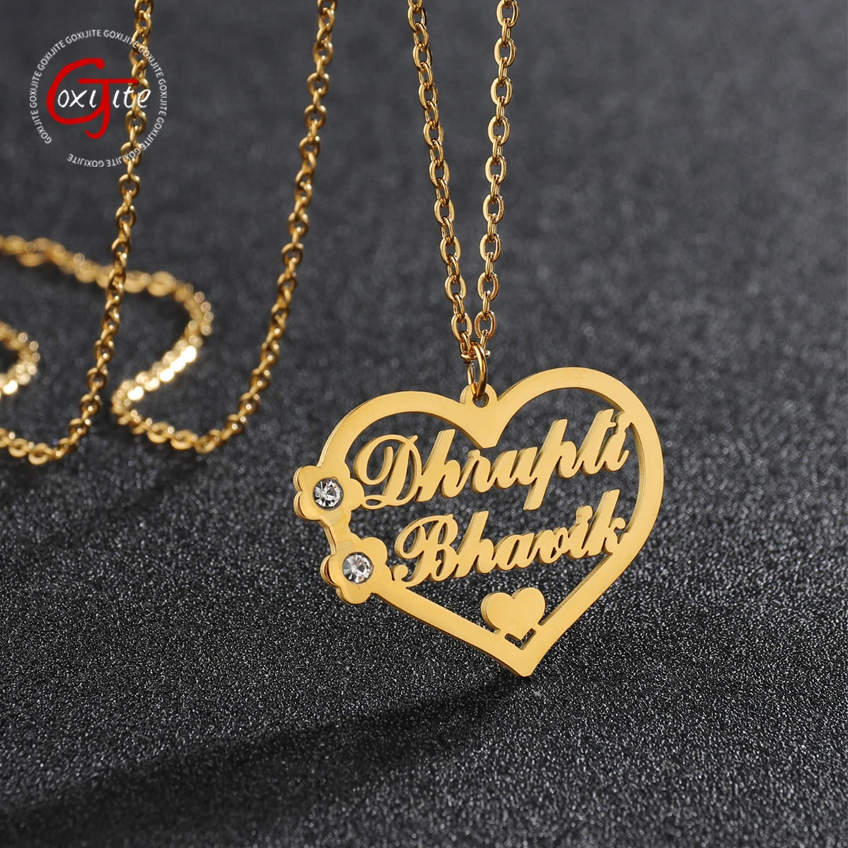 Goxijite Custom Double Names Heart And Stone Necklace For Women Personalized Flower With Zircon Nameplate Necklaces Jewelry Gift
Goxijite Custom Double Names Heart And Stone Necklace For Women Personalized Flower With Zircon Nameplate Necklaces Jewelry Gift
