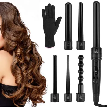 6 in 1 Hair Curler Curling Wand Curling Iron Set with 6 Interchangeable Ceramic Barrels and Heat Resistant Glove 0.35-1 1/4 Inch
6 in 1 Hair Curler Curling Wand Curling Iron Set with 6 Interchangeable Ceramic Barrels and Heat Resistant Glove 0.35-1 1/4 Inch