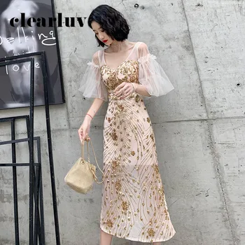 Patchwork Sequin Women Party Dresses DR411 V-Neck Short Sleeve Formal Prom Dress Champagne Straight Vestidos De Fiesta 2020 
Patchwork Sequin Women Party Dresses DR411 V-Neck Short Sleeve Formal Prom Dress Champagne Straight Vestidos De Fiesta 2020