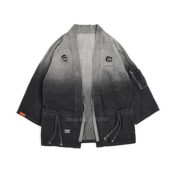 Man Japanese Style Kimono Coat Retro Gradient Denim Print Haori Male Fashion Tooling Black Streetwear Cardigan Autumn Jacket 
Man Japanese Style Kimono Coat Retro Gradient Denim Print Haori Male Fashion Tooling Black Streetwear Cardigan Autumn Jacket