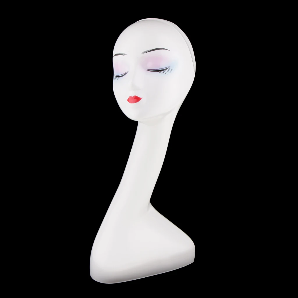 Long Neck Elegant Female Mannequin Head for Hair Wigs Jewelry Headphone Hat Display - White Long Neck Elegant Female Mannequin Head for Hair Wigs Jewelry Headphone Hat Display - White