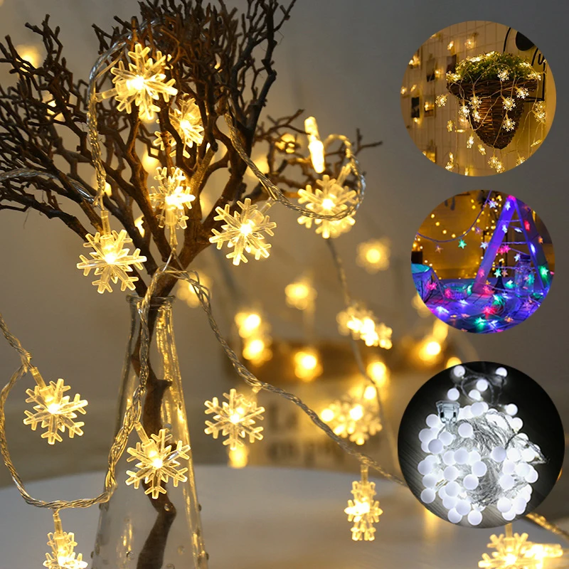 3M 6M 10M LED snowflake string waterproof flashing ball star LED Christmas wreath for Christmas tree wedding home decoration
3M 6M 10M LED snowflake string waterproof flashing ball star LED Christmas wreath for Christmas tree wedding home decoration