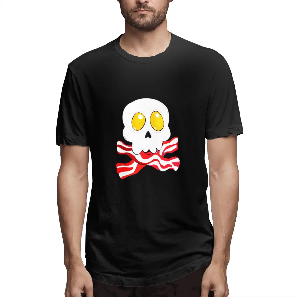 2020 Новая мужская летняя футболка с беконом яйцом черепом коротким рукавом