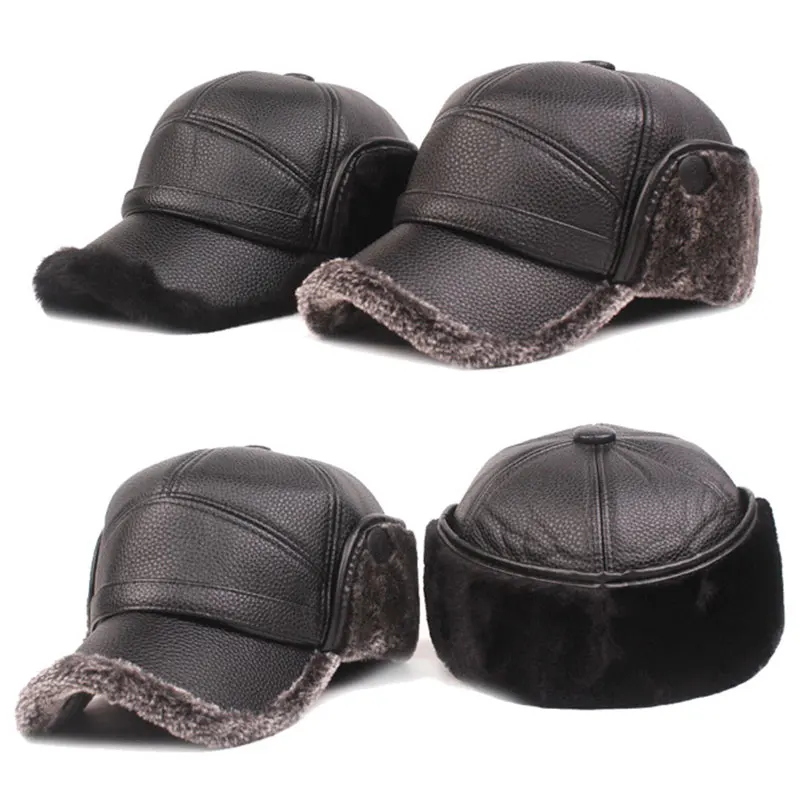 Ear Protection Hat Middle-Aged People Men Classic Winter Keep Warm Plus Plush Thick Cap Casual PU Leather Caps 1PC Old Man Hat
Ear Protection Hat Middle-Aged People Men Classic Winter Keep Warm Plus Plush Thick Cap Casual PU Leather Caps 1PC Old Man Hat