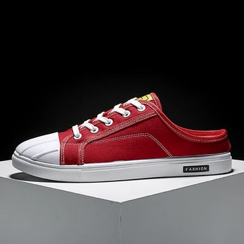 Summer New Men Half Drag Canvas Shoes Red Lacing Walking Canvas Shoes Flats Man Canvas Half slippers Fashion Young Casual Shoes
Summer New Men Half Drag Canvas Shoes Red Lacing Walking Canvas Shoes Flats Man Canvas Half slippers Fashion Young Casual Shoes