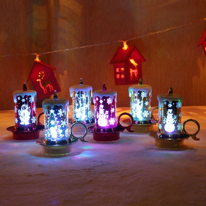 12 Pcs Luminous Christmas Andle with LED Tea Light Candles for Xmas Party Winter Decorations Home Decorations for Christmas