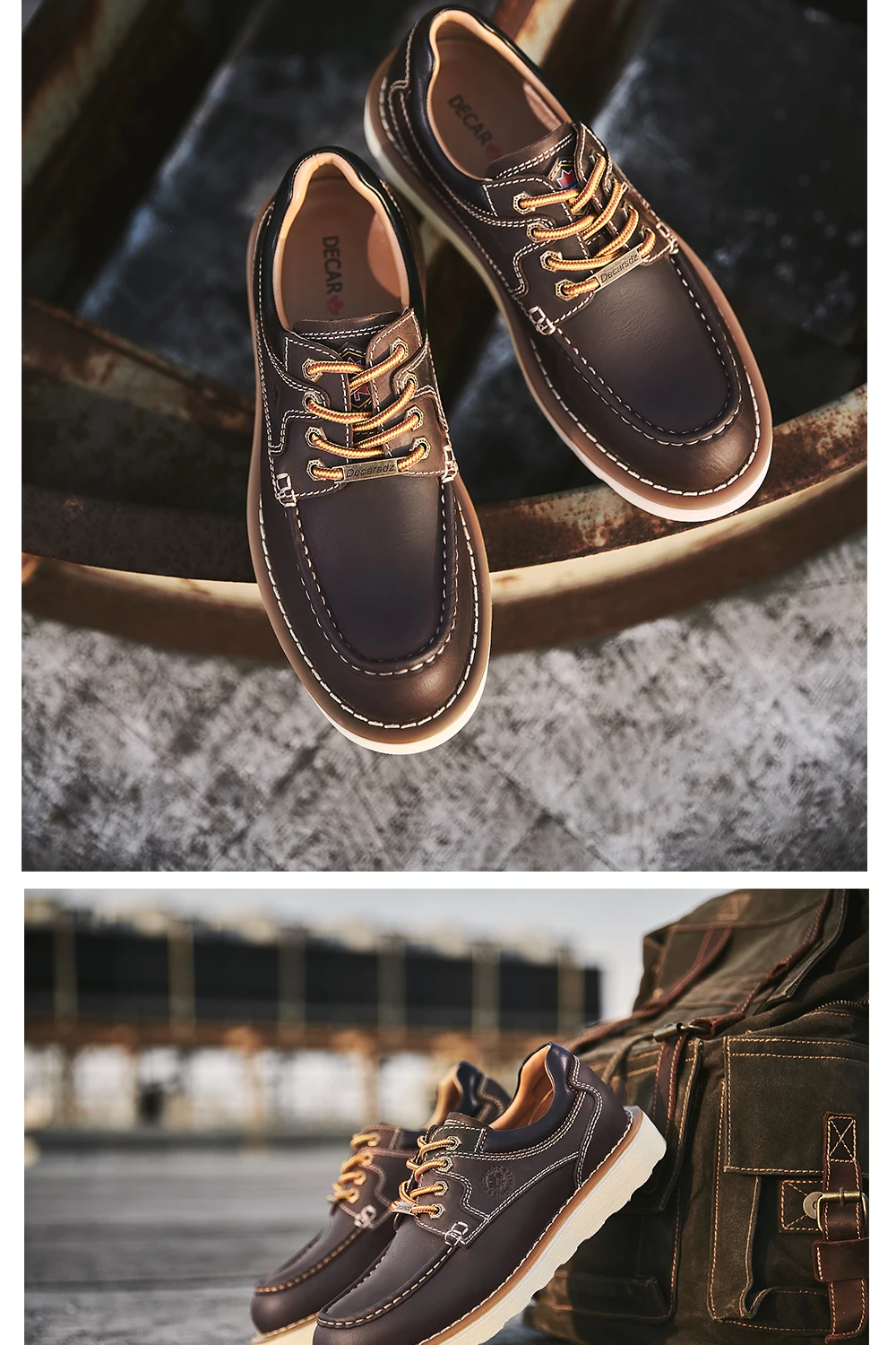 DECARSDZ Genuine leather Men Shoes Autumn New Comfy Lace-up Men Casual Shoes Man outdoor Durable outsole Men's Shoes Size 38-45