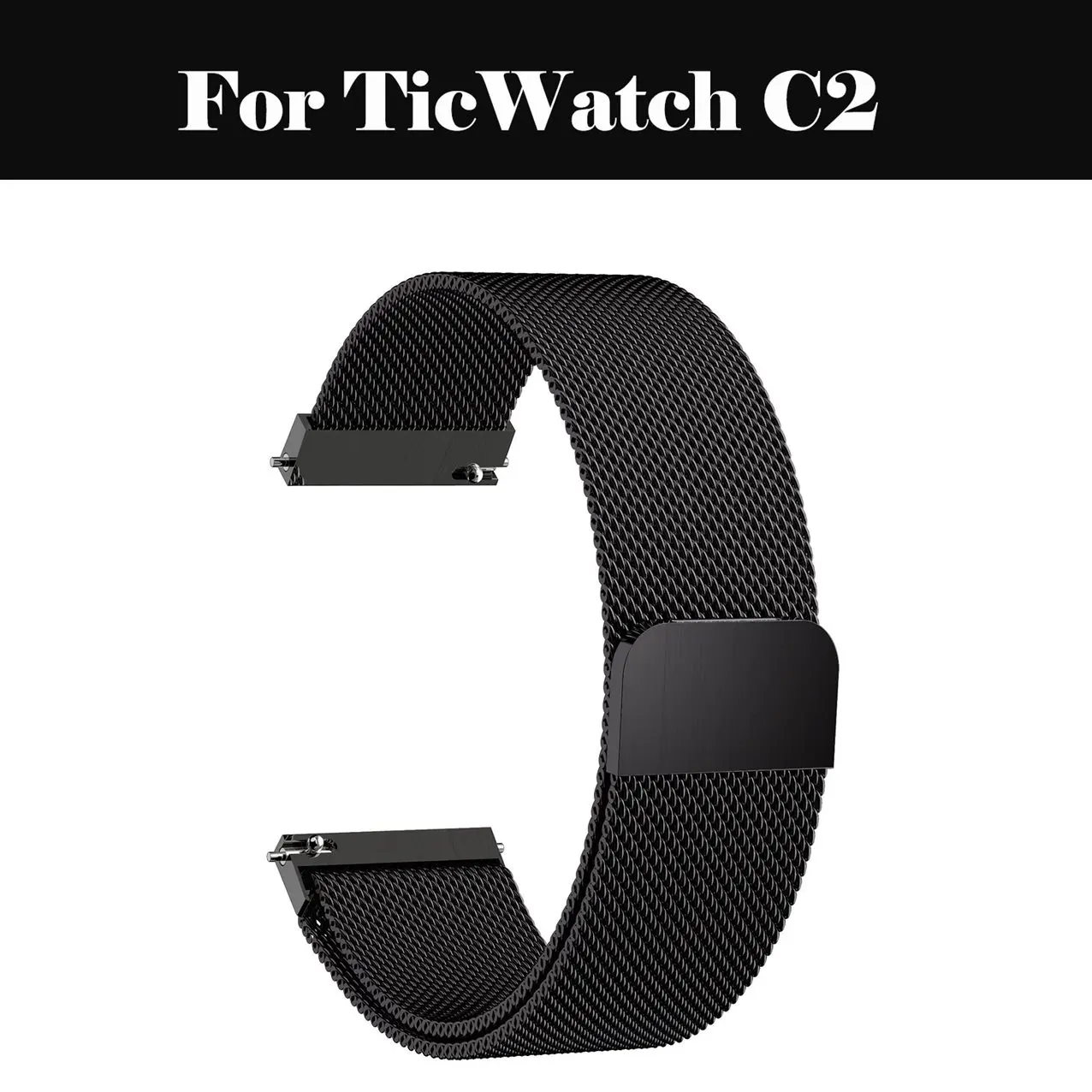 

Milanese Loop Wrist Strap 18mm 20mm 22mm 24mm Stainless Steel Watch Band Bracelet Pink Buckle Belt For TicWatch C2