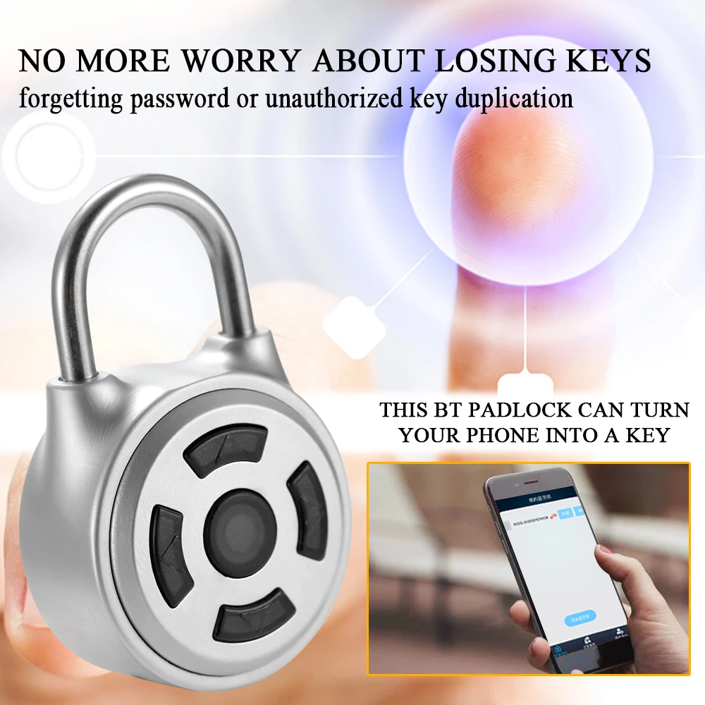 Hot Intelligence Keyless BT Lock APP Button Password Unlock Anti-Theft Padlock Door Luggage Case Locker Lock
Hot Intelligence Keyless BT Lock APP Button Password Unlock Anti-Theft Padlock Door Luggage Case Locker Lock