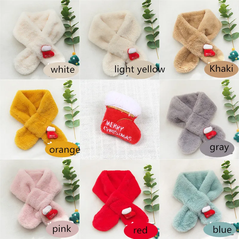 Christmas Fur Collar Warm Scarf Kids Winter Fashion Children Neck Scarves Faux Fur Scarf Shawls and Wraps WD06 (5)